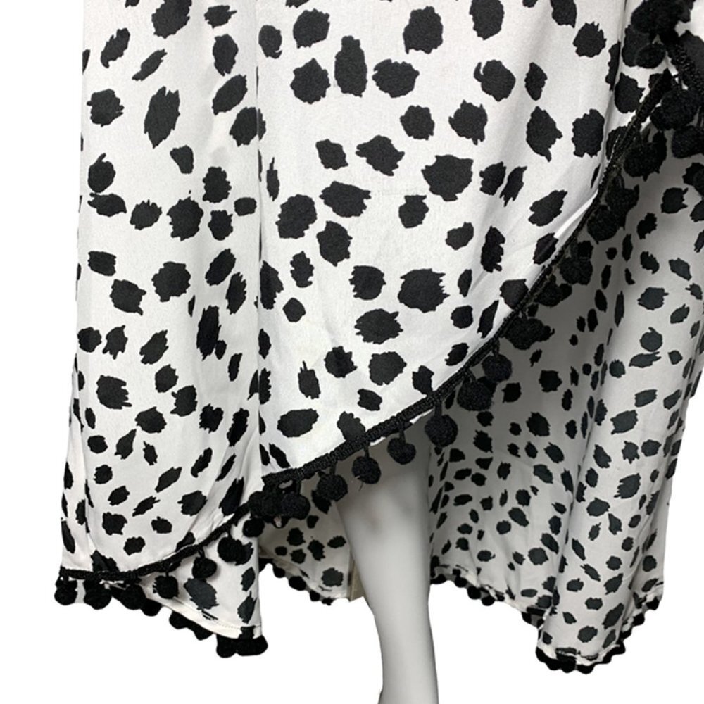 NWT AMERICA & BEYOND Cow Print Faux Wrap Pompon Maxi Cover Up - Picture 6 of 7